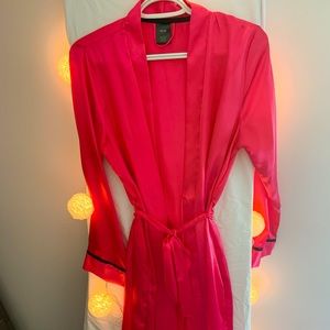 Hot pink and black silk robe